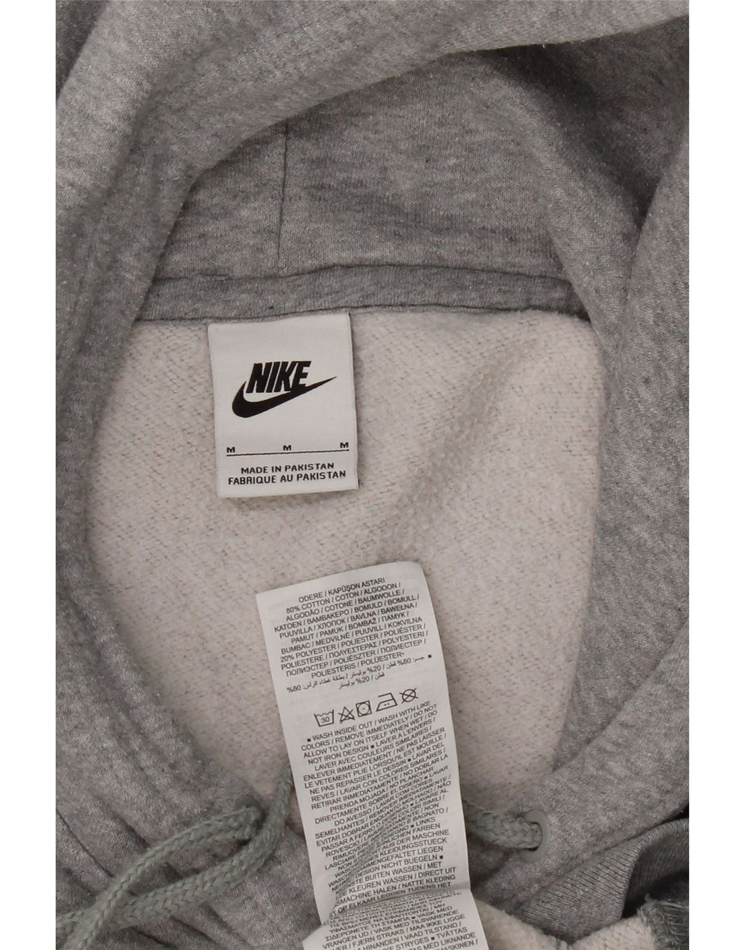 NIKE Womens Oversized Hoodie Jumper UK 14 Medium Grey Cotton Vintage Nike and Second-Hand Nike from Messina Hembry 