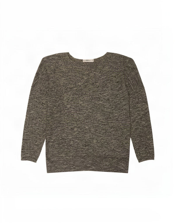 Zara ženski veliki džemper s veznim izrezom UK 10 Small Grey Flecked