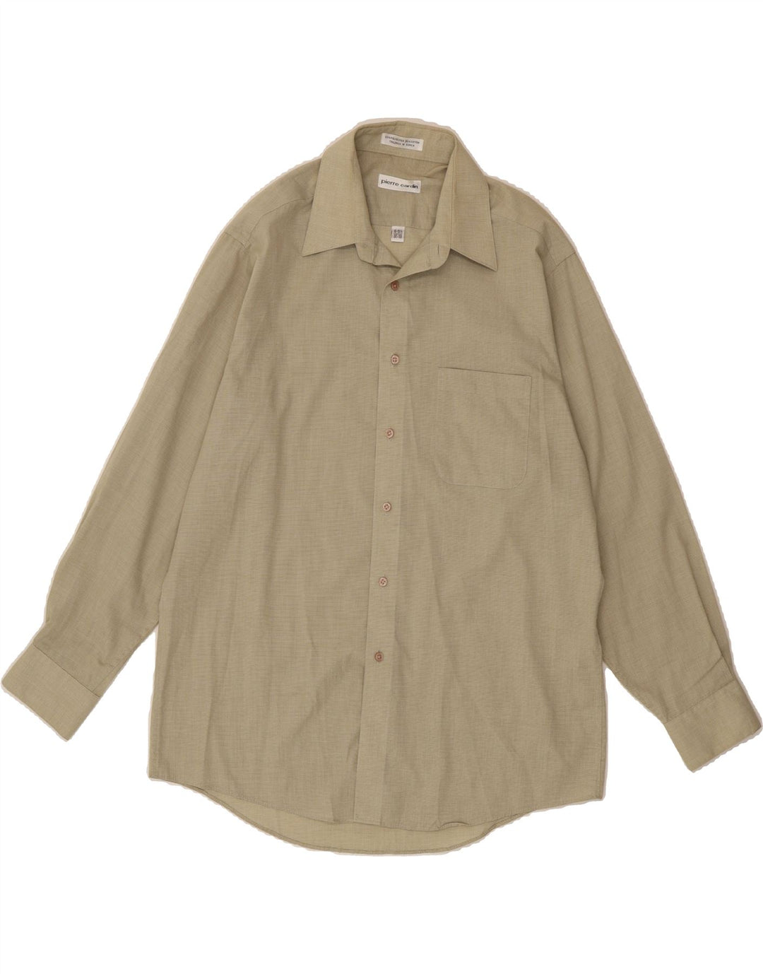 PIERRE CARDIN Mens Shirt Size 15/15 1/2 Medium Beige Polyester Vintage Pierre Cardin and Second-Hand Pierre Cardin from Messina Hembry 