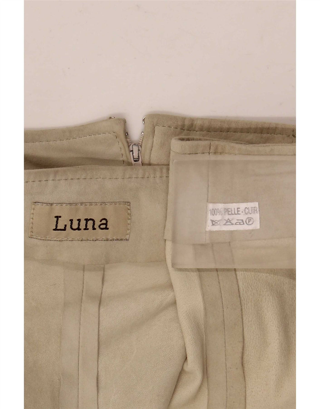 Luna ženska suknja A-kroja od brušene kože W28 srednje bež kože