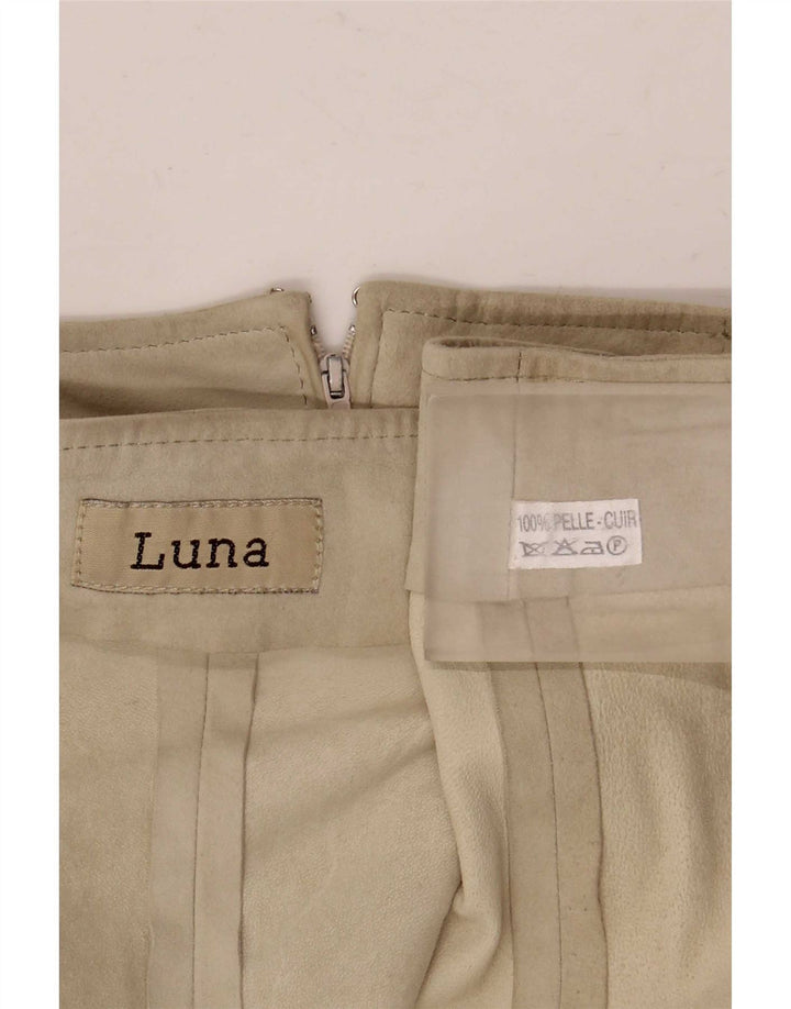Luna ženska suknja A-kroja od brušene kože W28 srednje bež kože
