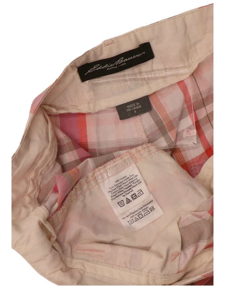 EDDIE BAUER Ženske chino kratke hlače US 6 srednje W32, ružičasti karirani pamuk