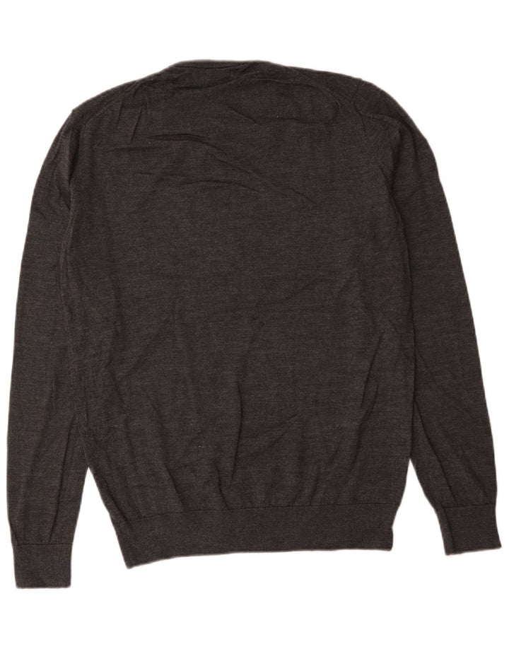 Veliki sivi vuneni muški džemper s okruglim izrezom Zara