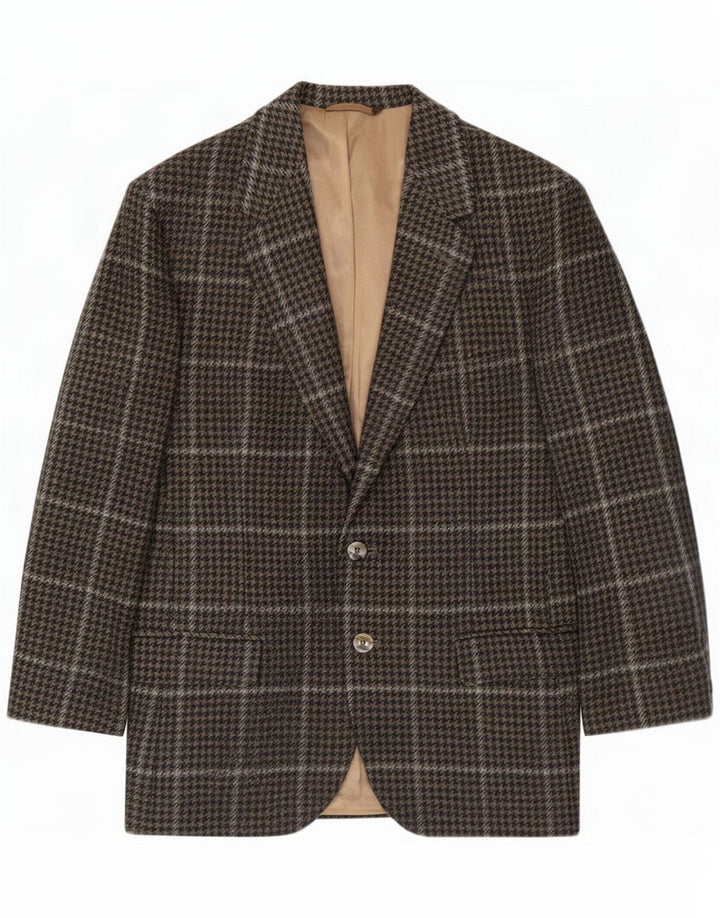 San Giorgio Mens 2 Button Blazer Jacket UK 38 Medium Brown Check