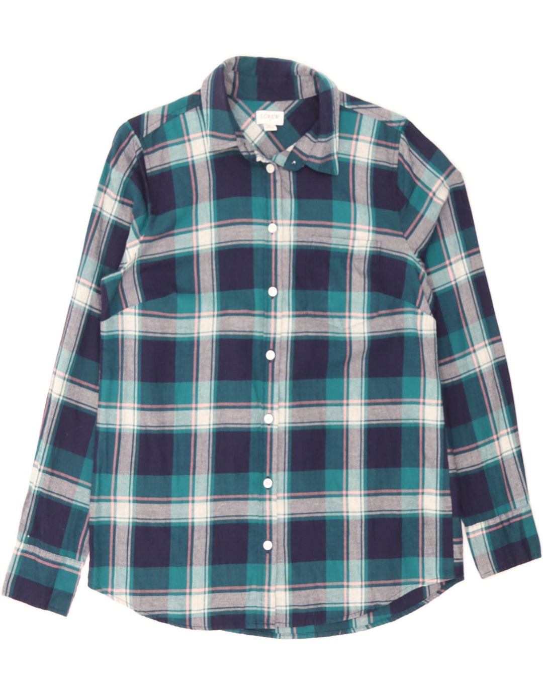 CREW Womens Flannel Shirt UK 10 Small Navy Blue Check Cotton Vintage Crew and Second-Hand Crew from Messina Hembry 
