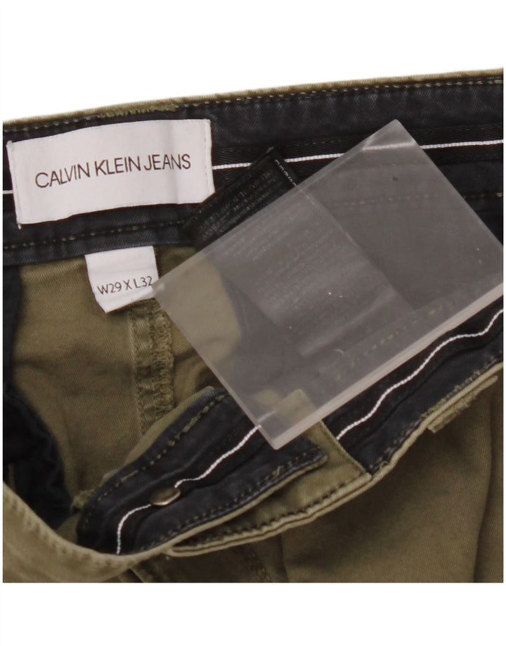 CALVIN KLEIN Muške uske Cargo hlače W29 L29 kaki pamuk