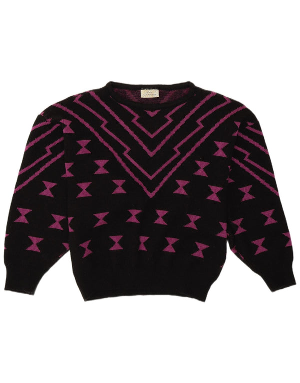 ANN CHRISTINE Ženski džemper s morskim izrezom UK 14 Srednje crni geometrijski