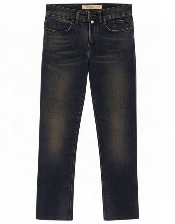 SIVIGLIA Mens Straight Jeans W32 L30 Navy Blue Cotton