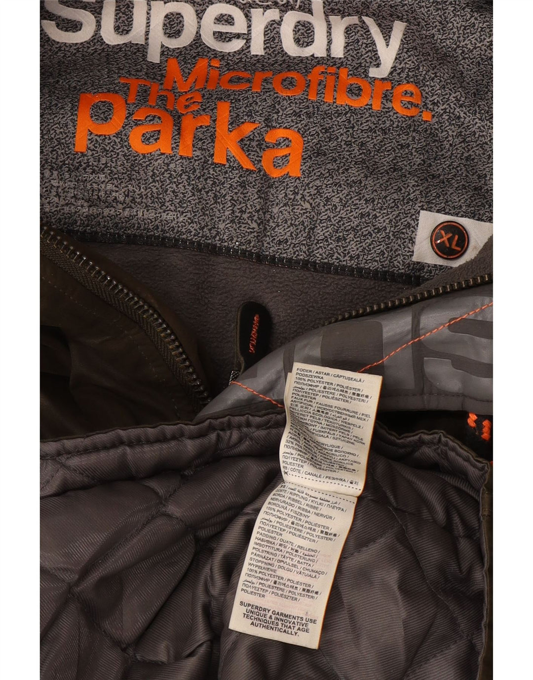 Superdry muška parka jakna s kapuljačom UK 42 XL kaki poliester