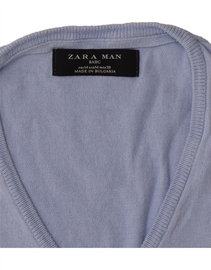 ZARA Mens Vest Tank Top Medium Blue Vintage Zara and Second-Hand Zara from Messina Hembry 