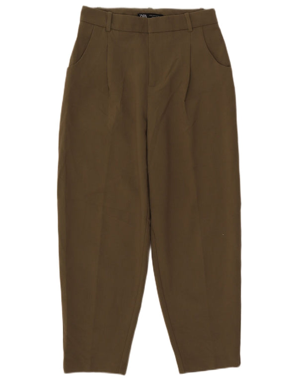 Zara ženske chino hlače visokog struka XS W24 L25 kaki poliester