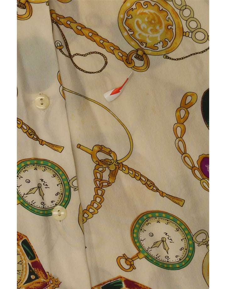 Vintage ženska bluza košulja s apstraktnim uzorkom UK 16 velika sivo bijela