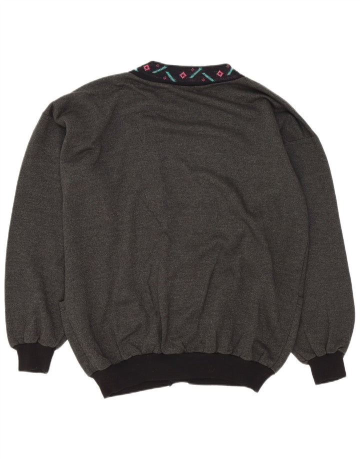 Vintage muški kardigan pulover XL sivi geometrijski