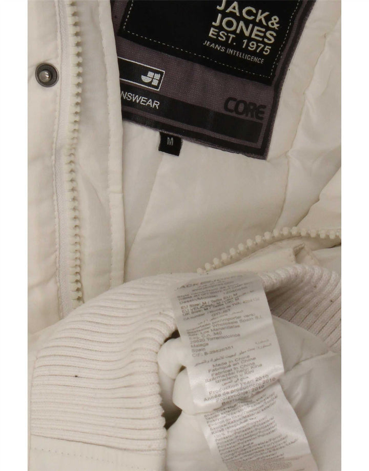 Jack & Jones muška bomber jakna s kapuljačom UK 38 srednji bijeli poliester