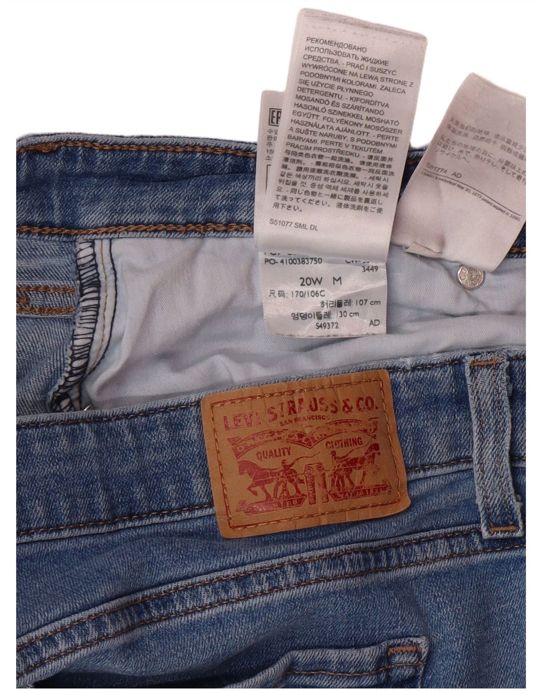 LEVI'S ženske 414 klasične ravne traperice US 20 3XL W40 L30 plavi pamuk