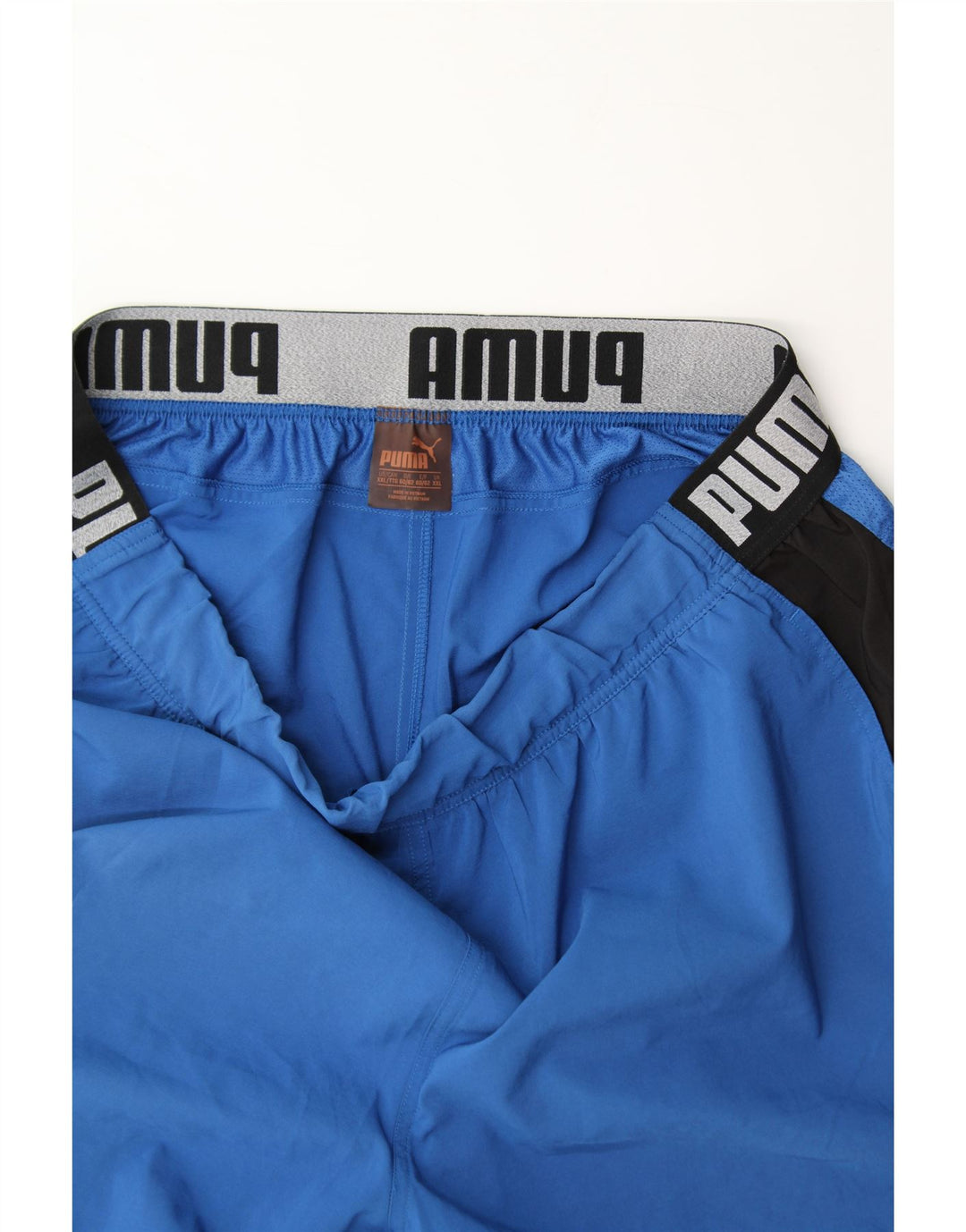 PUMA Mens Graphic Sport Shorts 2XL Blue Colourblock Polyester Vintage Puma and Second-Hand Puma from Messina Hembry 