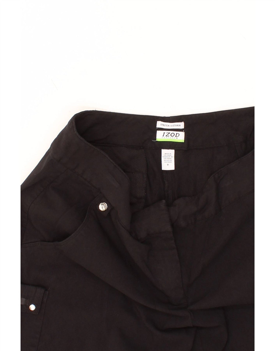 IZOD Womens Stretch Cargo Shorts US 8 Medium W28  Black Rayon Vintage Izod and Second-Hand Izod from Messina Hembry 