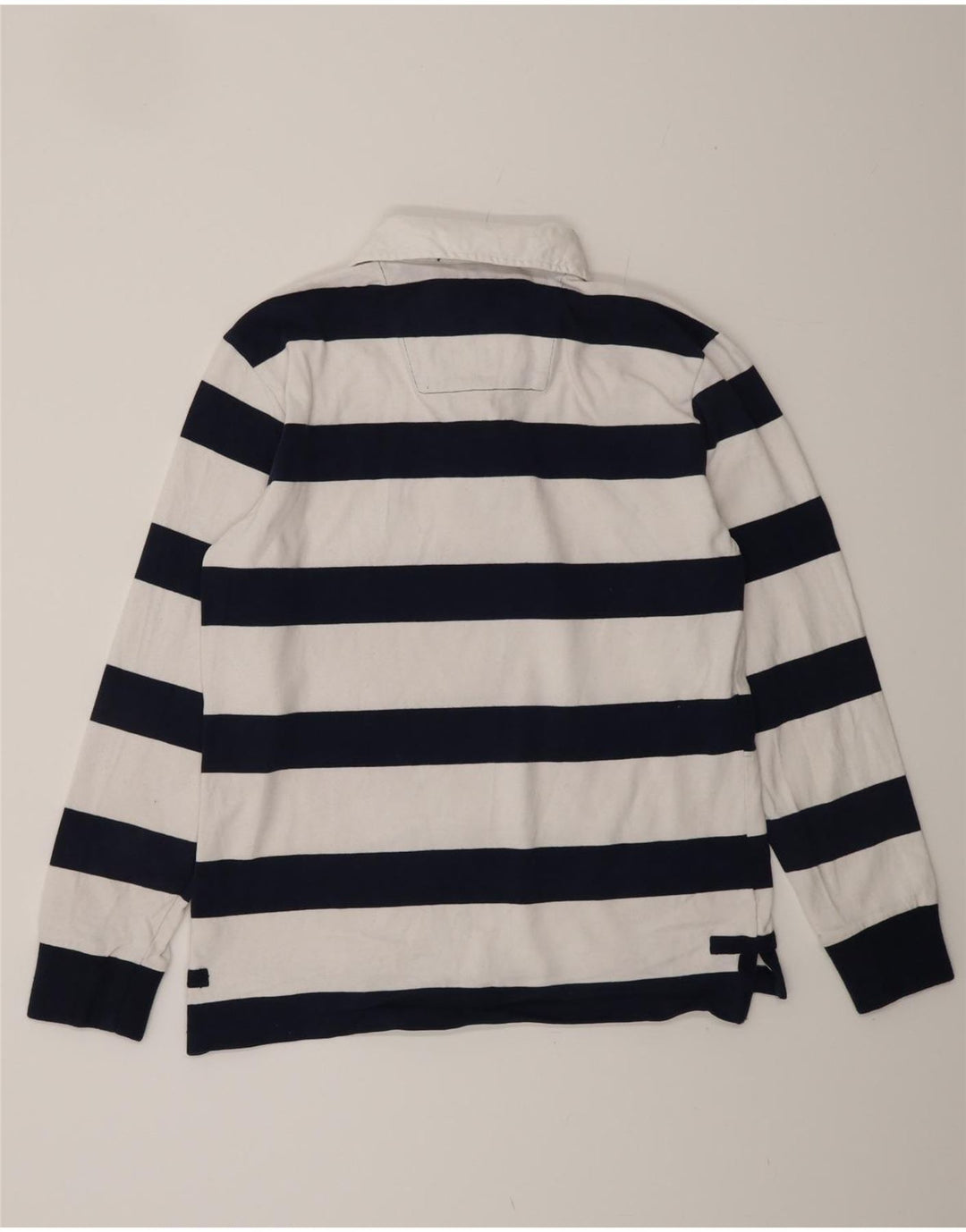 CREW ODJEĆA Muška ragbi polo majica dugih rukava, mala pamučna bijela prugasta