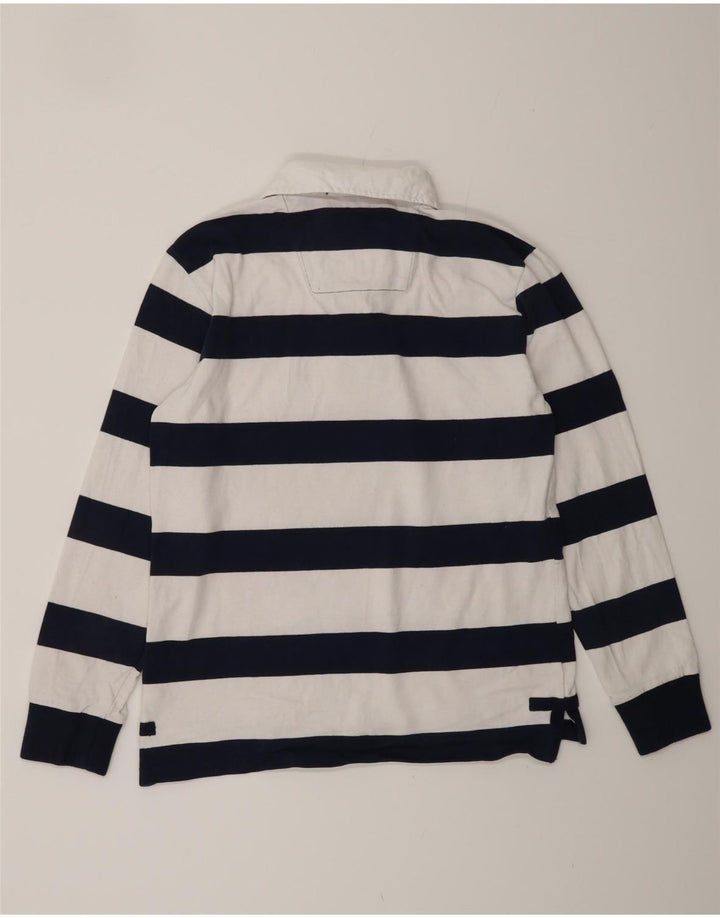 CREW ODJEĆA Muška ragbi polo majica dugih rukava, mala pamučna bijela prugasta