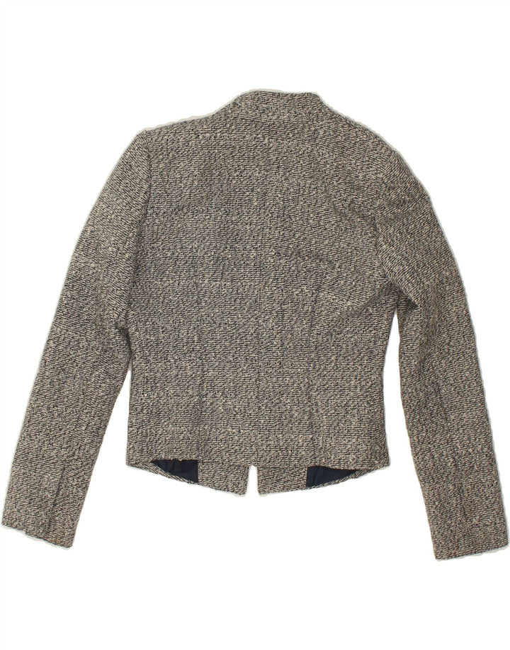 CALVIN KLEIN Womens Crop Blazer Jacket US 4 Small Grey Polyester Vintage Calvin Klein and Second-Hand Calvin Klein from Messina Hembry 