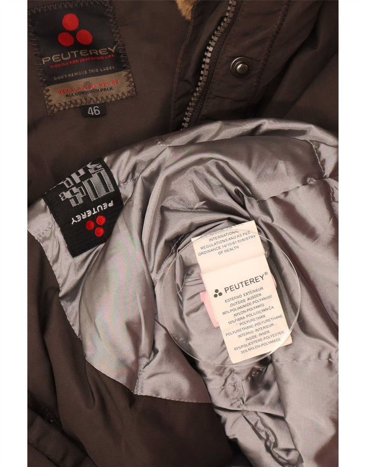 PEUTEREY Ženska podstavljena jakna s kapuljačom IT 46 Large Brown Polyamide