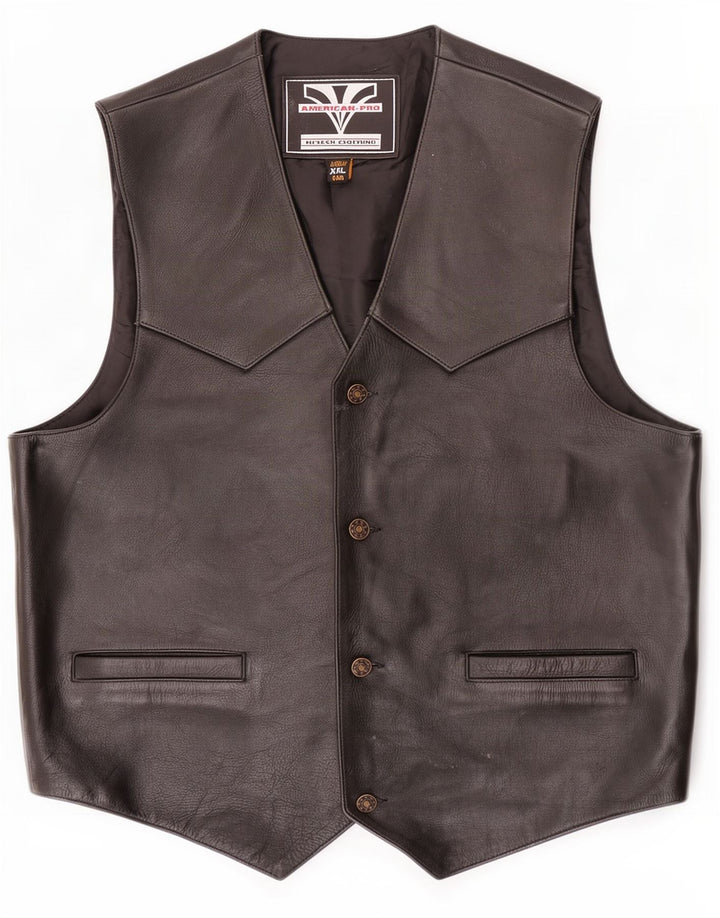 Vintage muški kožni prsluk 2XL crni