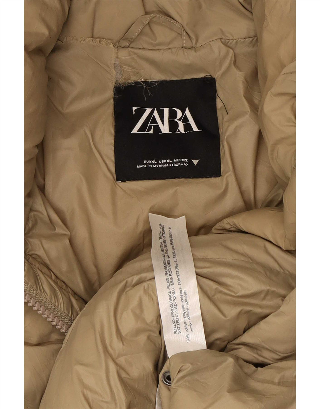 Zara ženski preveliki podstavljeni kaput s kapuljačom UK 18 XL bež poliester