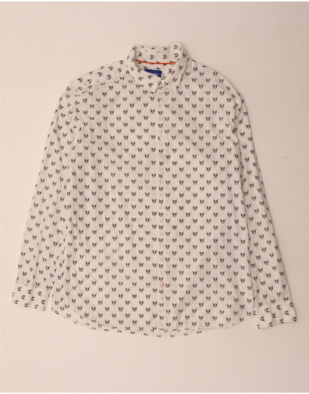 JACK & JONES Muška košulja 2XL bijeli pamuk na točkice