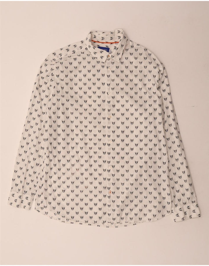 JACK & JONES Muška košulja 2XL bijeli pamuk na točkice