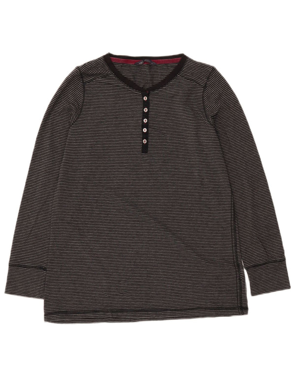 Marks & Spencer Womens Top Long Sleeve UK 16 Large Grey Striped Acrylic