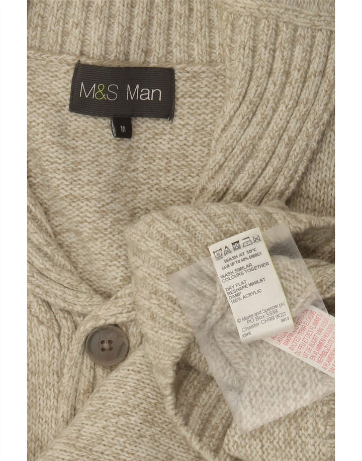 Marks & Spencer muški džemper sa šalom i ovratnikom srednje zelene mrlje od akrila