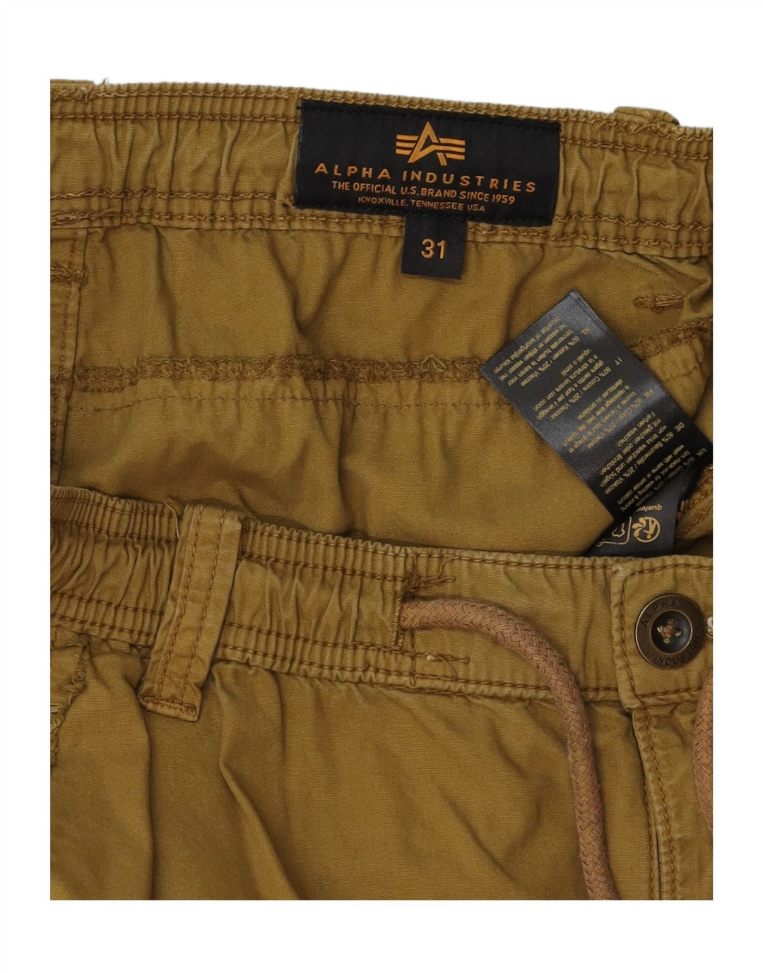 Muške kargo kratke hlače Alpha Industries W31, srednji kaki pamuk
