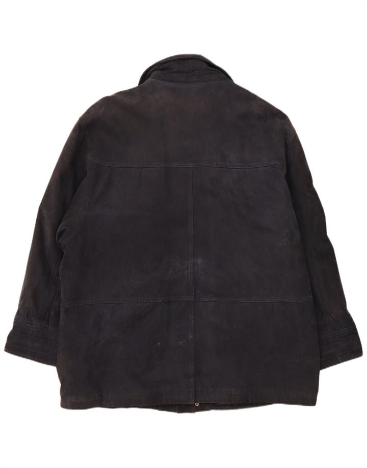 James Dillon Mens Suede Duffle Jacket UK 42 XL Mornarsko plava koža