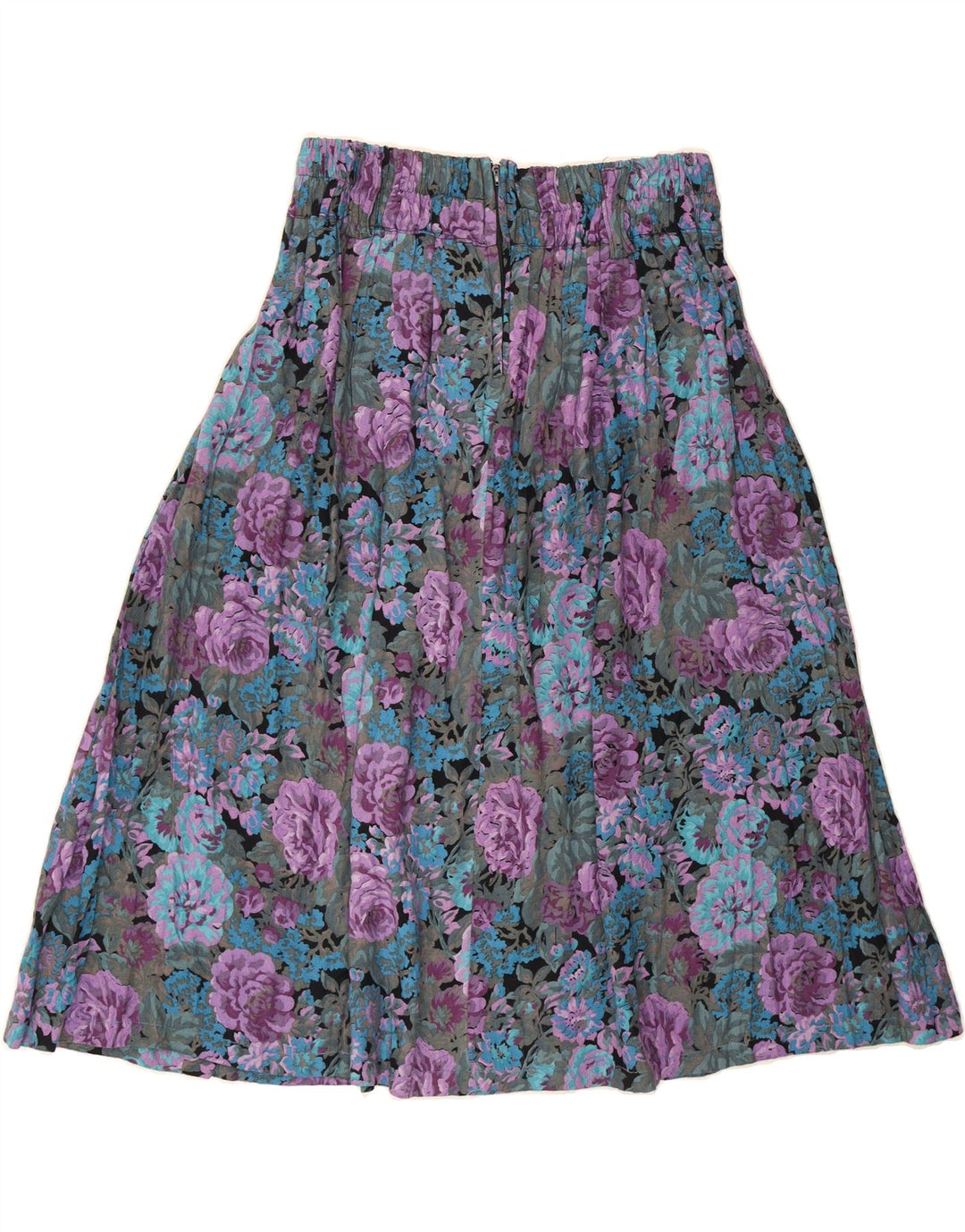 VINTAGE Womens Pleated A-Line Skirt W30 Medium Multicoloured Floral Vintage Vintage and Second-Hand Vintage from Messina Hembry 