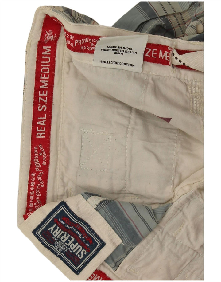 Superdry ženske vruće hlačice srednje veličine W30 plavi karirani pamuk