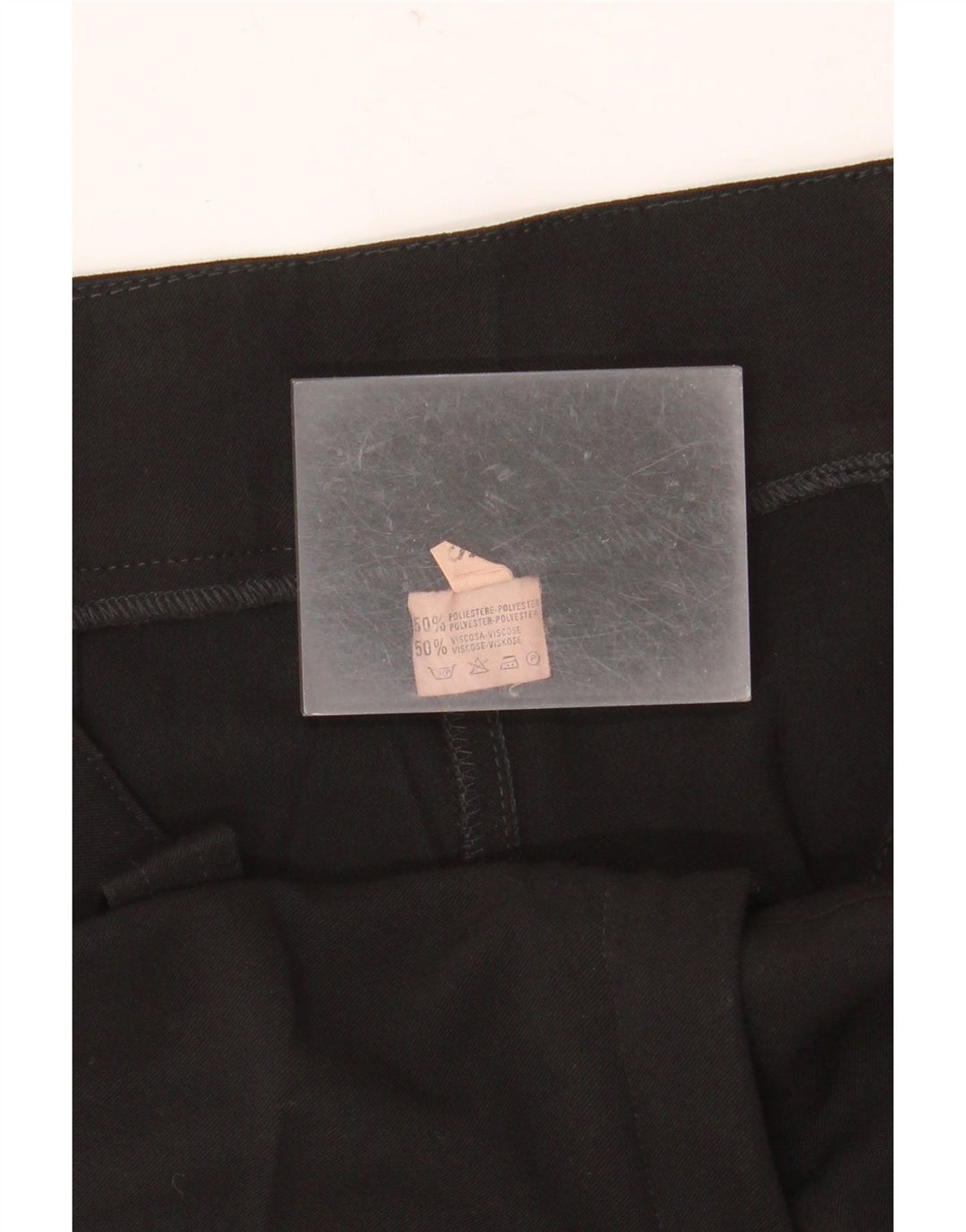 VINTAGE ženske hlače ravnog odijela male W27 L32 crni poliester