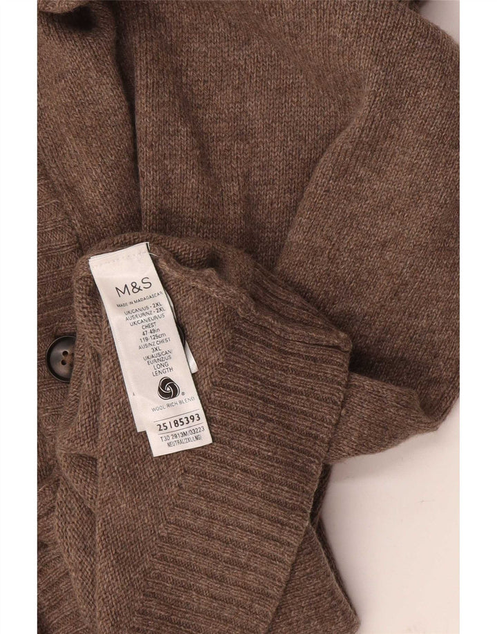 Marks & Spencer muški kardigan džemper 2XL smeđa vunena mrlja
