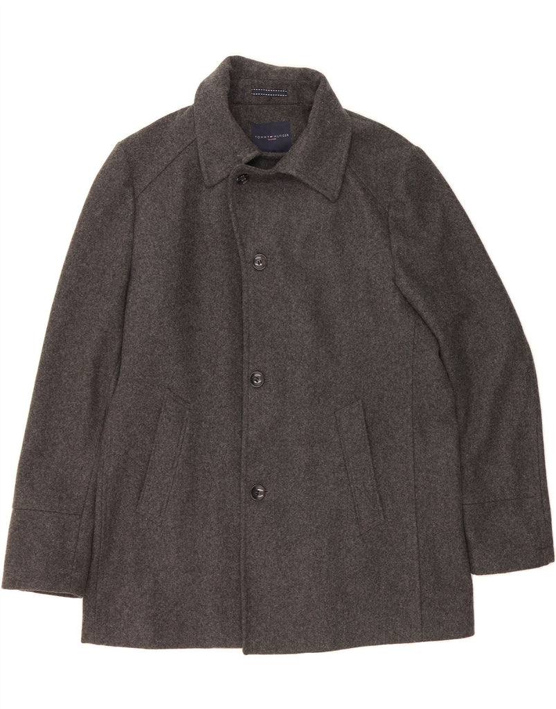 TOMMY HILFIGER Mens Overcoat UK 40 Large Grey Vintage Tommy Hilfiger and Second-Hand Tommy Hilfiger from Messina Hembry 