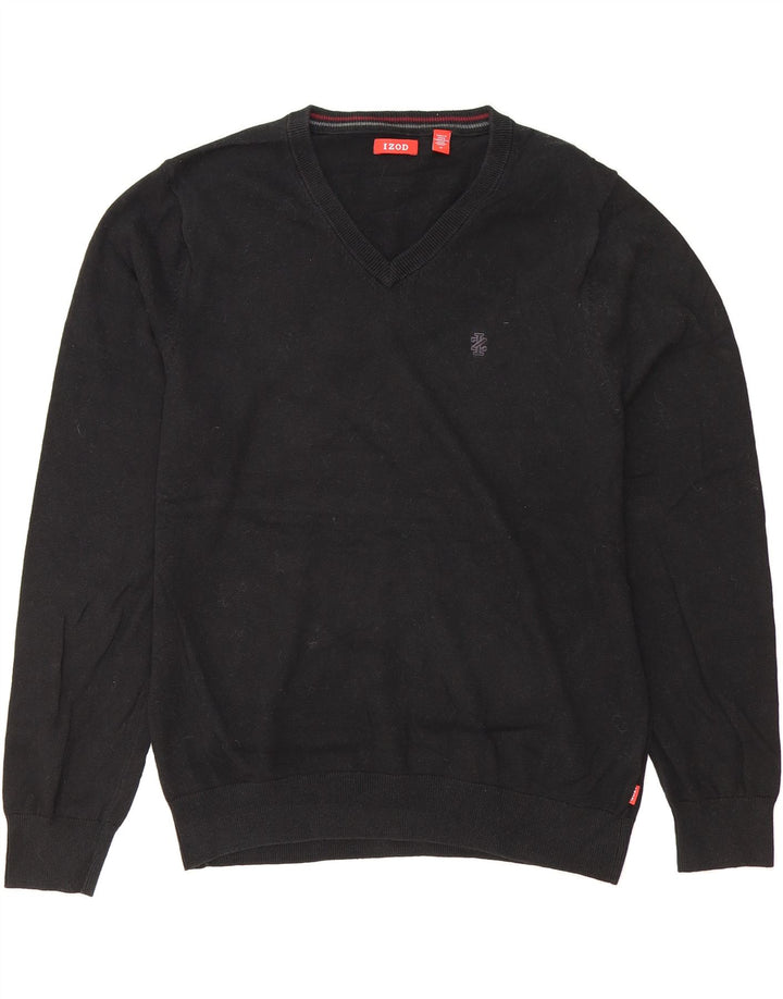 IZOD Mens V-Neck Jumper Sweater Medium Black Cotton Vintage Izod and Second-Hand Izod from Messina Hembry 