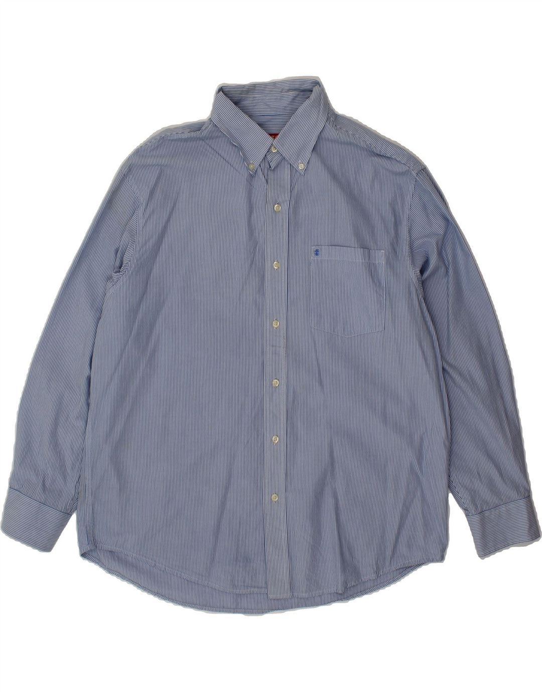 IZOD Mens Shirt XL Blue Pinstripe Cotton Vintage Izod and Second-Hand Izod from Messina Hembry 
