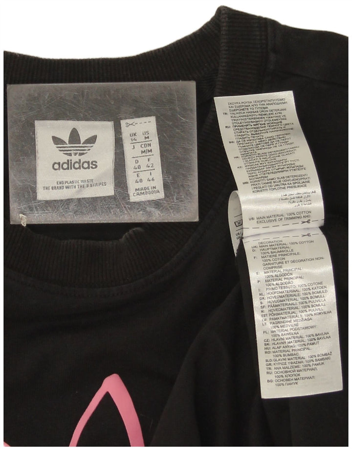 Adidas ženska majica dugih rukava s grafičkim motivima UK 14 Srednje crni pamuk