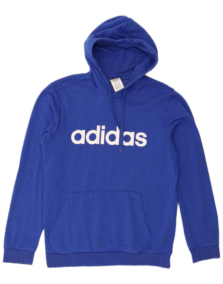 Adidas muška majica s kapuljačom s kapuljačom srednje plavi pamuk