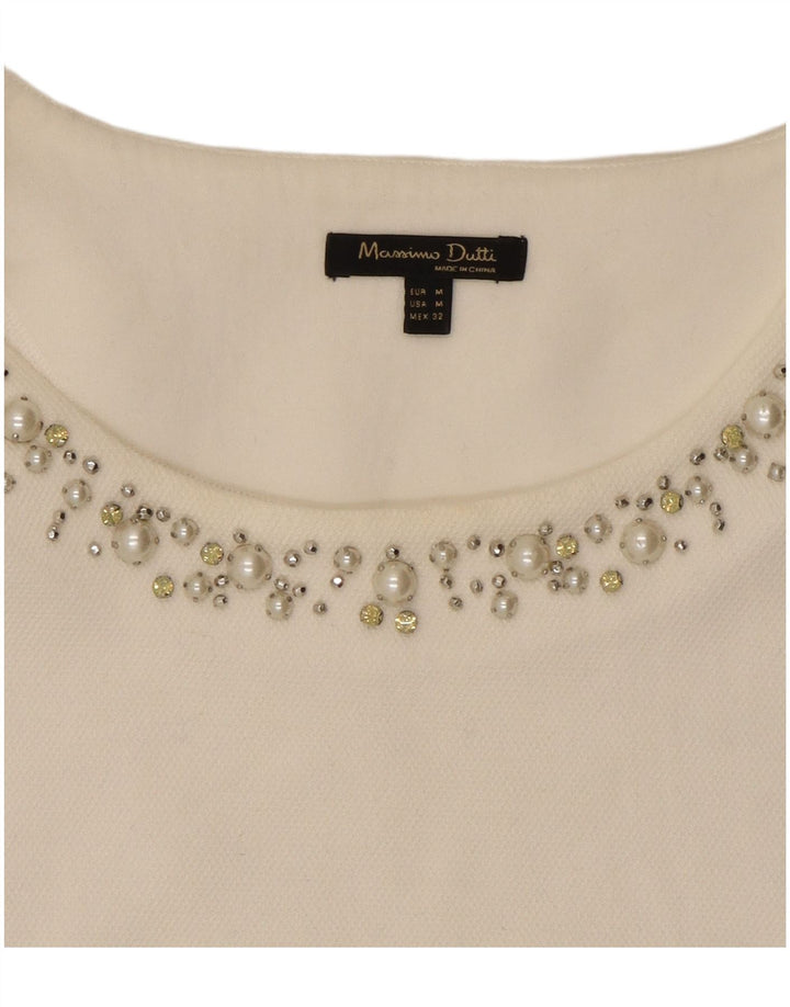 Massimo Dutti Ženska majica s 3/4 rukavima UK 14 Srednje bijela