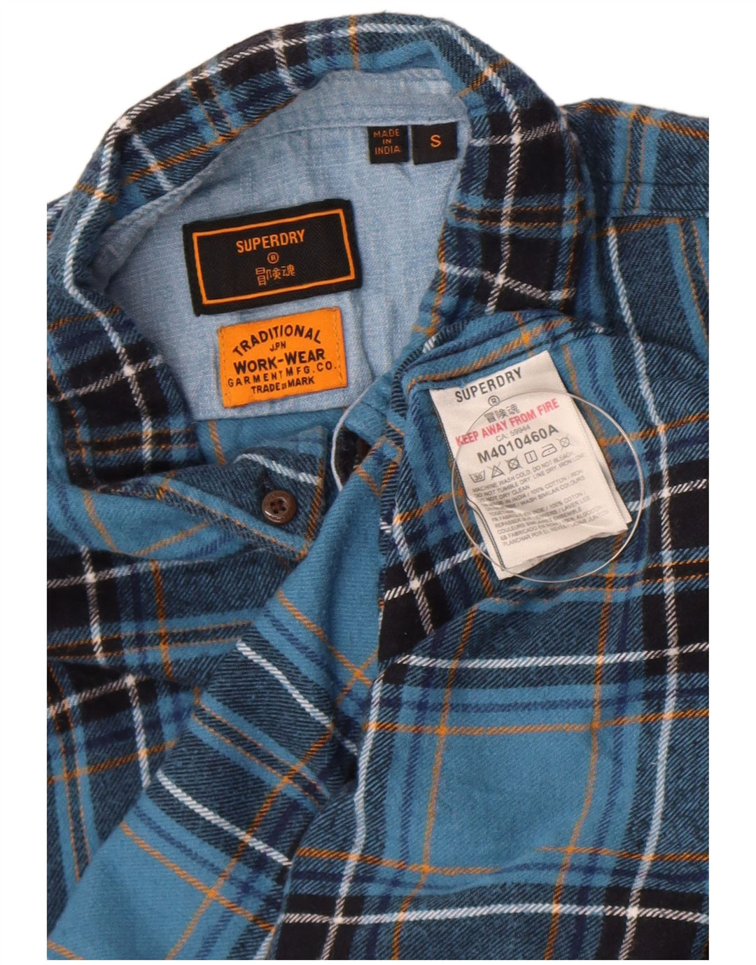 Superdry muška flanelska košulja, mali plavi karirani pamuk