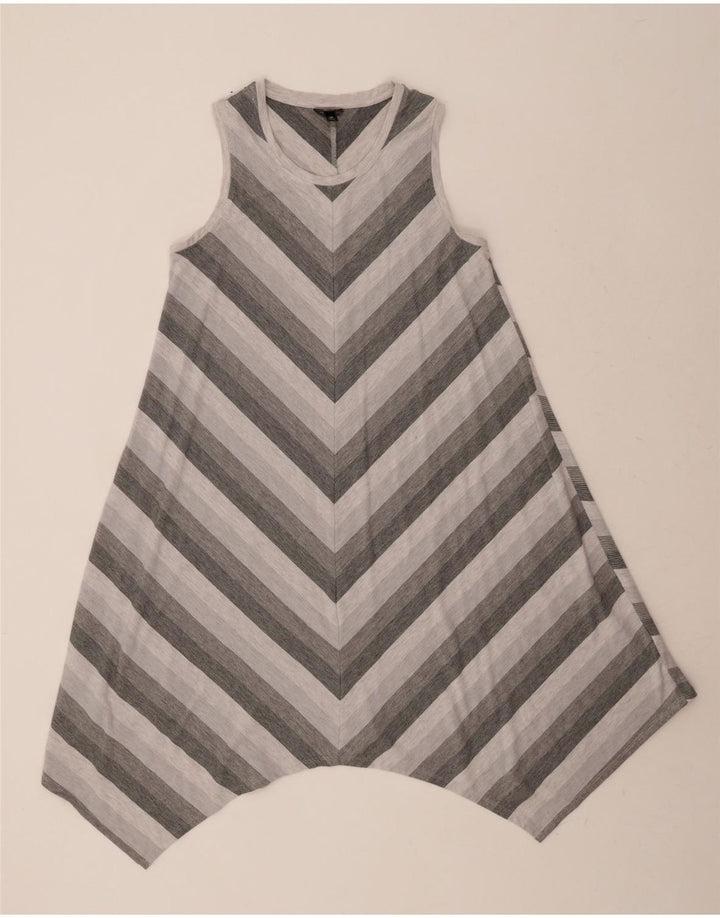 MOSSIMO Womens Sleeveless Tunic Dress UK 12 Medium Grey Striped Polyester Vintage Mossimo and Second-Hand Mossimo from Messina Hembry 