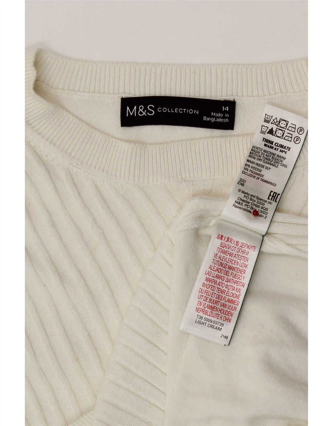 Marks & Spencer ženski džemper s veznim izrezom UK 14 srednje bijele boje
