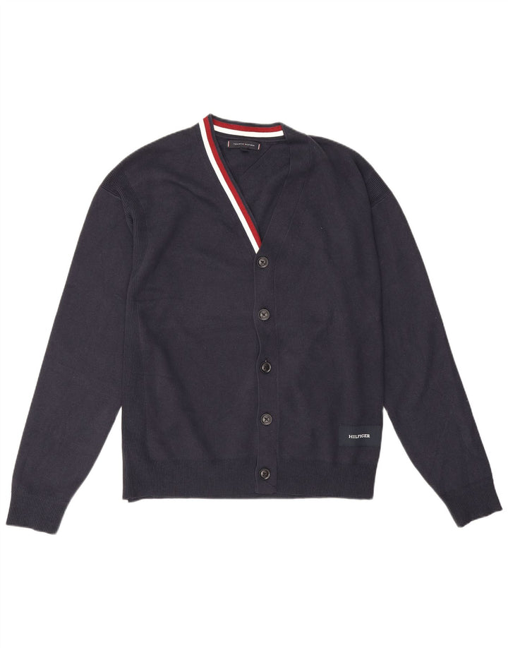 Tommy Hilfiger muški kardigan pulover srednje tamnoplave boje pamuka