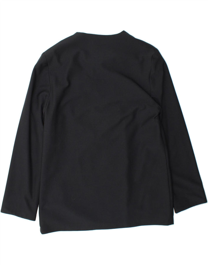 VINTAGE Womens 3 Button Blazer Jacket UK 14 Large Black Polyester Vintage Vintage and Second-Hand Vintage from Messina Hembry 