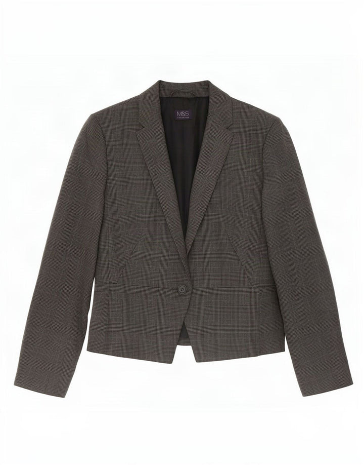 Marks & Spencer ženski sako sa 1 gumbom UK 12 srednje siva houndstooth