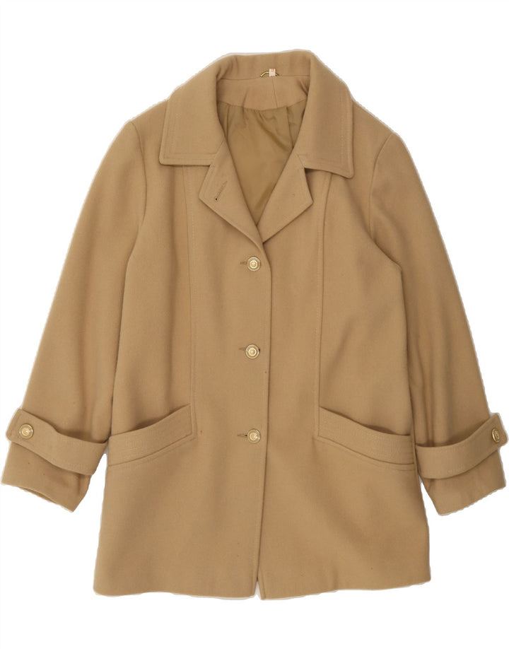 VINTAGE Womens Overcoat UK 12 Medium  Beige New Wool Vintage Vintage and Second-Hand Vintage from Messina Hembry 